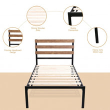 Load image into Gallery viewer, Metal Bed Frame Foundation with Headboard-Twin Size