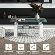 Load image into Gallery viewer, Rectangle Glass Coffee Table with Metal Legs for Living Room-White