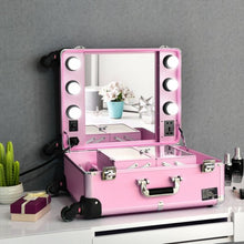 Load image into Gallery viewer, Studio Artist Train Rolling Makeup Case Light Wheeled Organizer-Pink