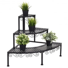 Load image into Gallery viewer, 3-Tier Corner Metal Flower Ladder Plant Stand