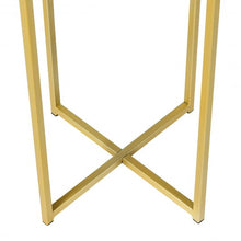 Load image into Gallery viewer, X-Shaped Marble Top Small Round Side Table End Table