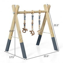 Load image into Gallery viewer, 3 Wooden Baby Teething Toys Hanging Bar-Gray
