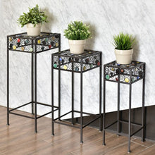 Load image into Gallery viewer, 3 pcs Square Ceramic Beads Decor Metal Plant Stand