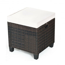 Load image into Gallery viewer, 2PCS Patio Rattan Ottoman Cushioned Seat-Beige