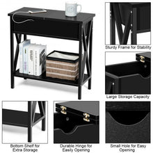Load image into Gallery viewer, Flip Top End Table Sofa Side Console Table-Black