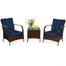 Load image into Gallery viewer, 3 PCS Patio Rattan Furniture Set-Navy