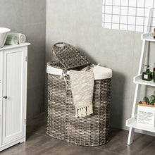 Load image into Gallery viewer, Handwoven Laundry Hamper Basket with 2 Removable Liner Bags-Gray
