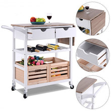 Load image into Gallery viewer, Rolling Kitchen Island Trolley Cart with Wine Shelf