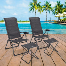 Load image into Gallery viewer, 4 Pieches Patio Adjustable Back Folding Dining Chair Ottoman Set-Gray