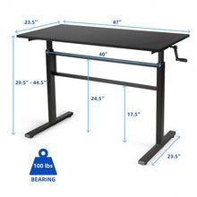 Load image into Gallery viewer, Height Adjustable Standing Desk with Crank Handle-Black