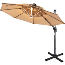 Load image into Gallery viewer, 12ft 360? Rotation Aluminum Solar LED Patio Cantilever Umbrella-Beige