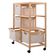 Load image into Gallery viewer, 2 Section Storage Shelf Unit with 4 Fabric Drawers