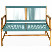Load image into Gallery viewer, 2-Person Patio Acacia Wood Yard Bench-Turquoise