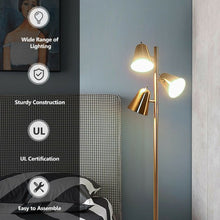 Load image into Gallery viewer, 64" 3-Light LED Floor Lamp Reading Light for Living Room Bedroom - Golden