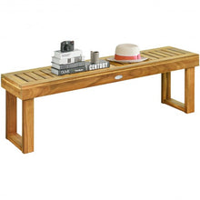 Load image into Gallery viewer, 52" Acacia Wood Dining Bench with Slatted Seat
