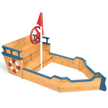 Load image into Gallery viewer, Kids Pirate Boat Wood Sandbox