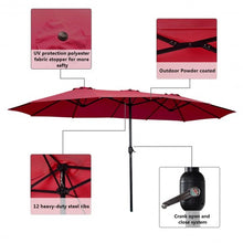 Load image into Gallery viewer, 15' Twin Patio Umbrella Double-Sided Outdoor Market Umbrella without Base -Wine