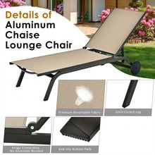 Load image into Gallery viewer, Aluminum Fabric Outdoor Patio Lounge Chair with Adjustable Reclining -Brown