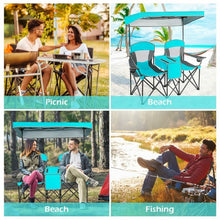 Load image into Gallery viewer, Portable Folding Camping Canopy Chairs w/ Cup Holder-Turquoise