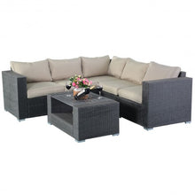 Load image into Gallery viewer, 4 pcs Patio Rattan Wicker Cushioned Sofa Set