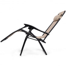 Load image into Gallery viewer, 3 pcs Folding Portable Zero Gravity Reclining Lounge Chairs Table-Beige