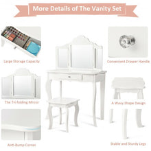 Load image into Gallery viewer, Kids Makeup Dressing Mirror Vanity Table Stool Set