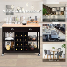 Load image into Gallery viewer, Rolling Kitchen Island Bar Storage Serving Cart-Deep Brown