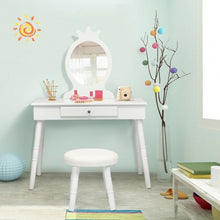 Load image into Gallery viewer, Kids Vanity Makeup Table & Chair Set Make Up Stool-White