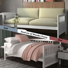 Load image into Gallery viewer, Twin Size Wooden Slats Daybed Bed with Rails-White