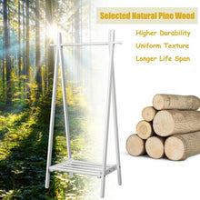 Load image into Gallery viewer, A-Frame Wood Clothing Hanging Rack with Storage Shelf-White