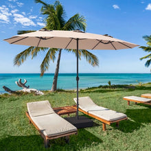 Load image into Gallery viewer, 15 Ft Patio LED Crank Solar Powered 36 Lights Umbrella-Beige