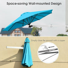 Load image into Gallery viewer, 8ft Wall-Mounted Telescopic Folding Tilt Aluminum Sun Shade Umbrella-Blue
