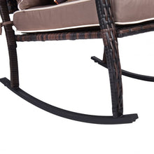 Load image into Gallery viewer, 3-Pc Rattan Rocking Chair and Coffee Table Furniture Set-Brown