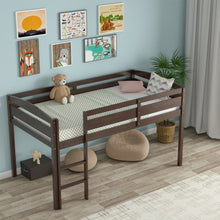 Load image into Gallery viewer, Wooden Twin Low Loft Bunk Bed with Guard Rail and Ladder-Espresso
