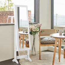 Load image into Gallery viewer, Mirrored Standing Jewelry Cabinet Storage Box-White