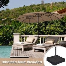Load image into Gallery viewer, 15 Ft Solar LED Patio Double-sided Umbrella Market Umbrella with Weight Base-Beige