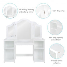 Load image into Gallery viewer, Kids Tri Folding Mirror Makeup Dressing Vanity Table Set-White