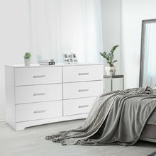 Load image into Gallery viewer, 6 Drawer Double Dresser Chest of Drawers Storage Cabinet Organizer-White