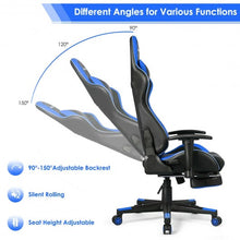 Load image into Gallery viewer, Massage LED Gaming Chair with Lumbar Support & Footrest-Blue