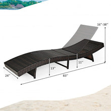 Load image into Gallery viewer, Patio Folding Adjustable Rattan Chaise Lounge Chair with Cushion-Turquoise