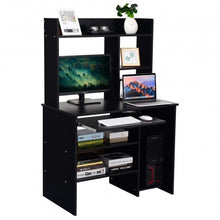 Load image into Gallery viewer, Hutch Storage Shelves Keyboard Tray Organizer Computer Desk