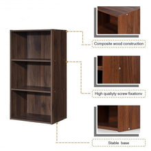 Load image into Gallery viewer, 3 Open Shelf Bookcase Modern Storage Display Cabinet-Walnut