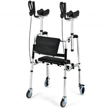 Load image into Gallery viewer, Folding Auxiliary Walker Rollator with Brakes Flip-Up Seat Bag Multifunction-Silver