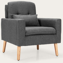 Load image into Gallery viewer, Accent Chair Cushioned Linen Armchair with Waist Pillow Sofa Chair-Gray