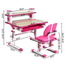 Load image into Gallery viewer, Height Adjustable Kids Desk and Chair Set-Pink