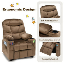 Load image into Gallery viewer, Adjustable Lounge Chair with Footrest and Side Pockets for Children-Brown