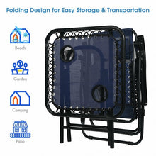 Load image into Gallery viewer, 3 pcs Folding Portable Zero Gravity Reclining Lounge Chairs Table-Navy