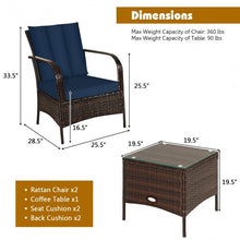 Load image into Gallery viewer, 3 PCS Patio Rattan Furniture Set-Navy