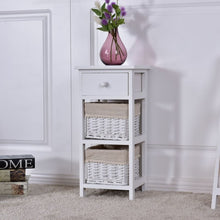 Load image into Gallery viewer, Wooden Morden Nightstand with 2 Wicker Rattan Drawers