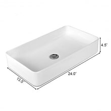 Load image into Gallery viewer, 24" x 14" Rectangle Bathroom Vessel Sink with Pop-up Drain